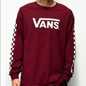 Vans Classic Checkerboard Burgundy Long Sleeve